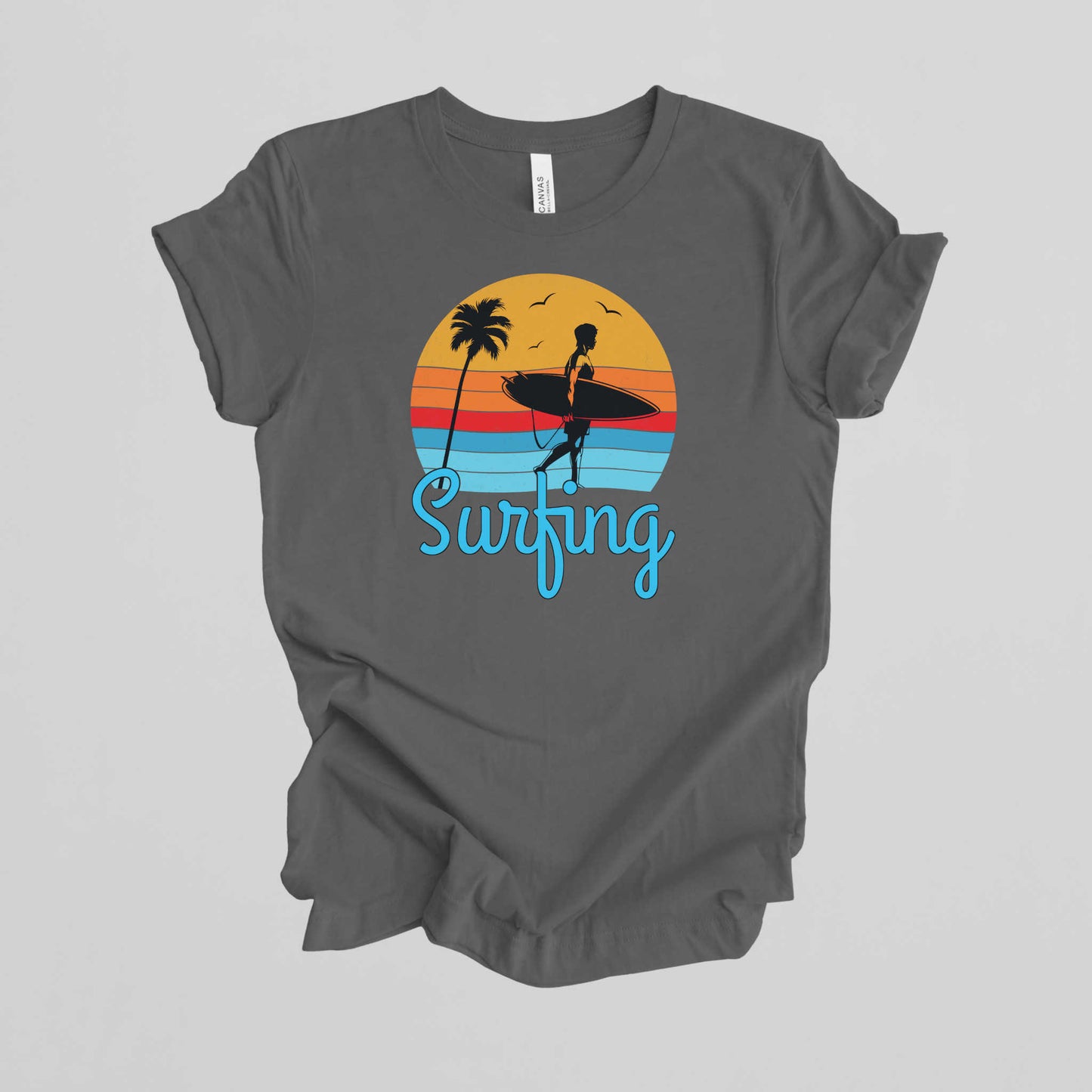 Surfing T-Shirt for Men, Cool Beach Summer Vacation Tee.