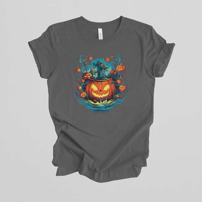 T-shirt for Halloween. Spooky Pumpkin design.