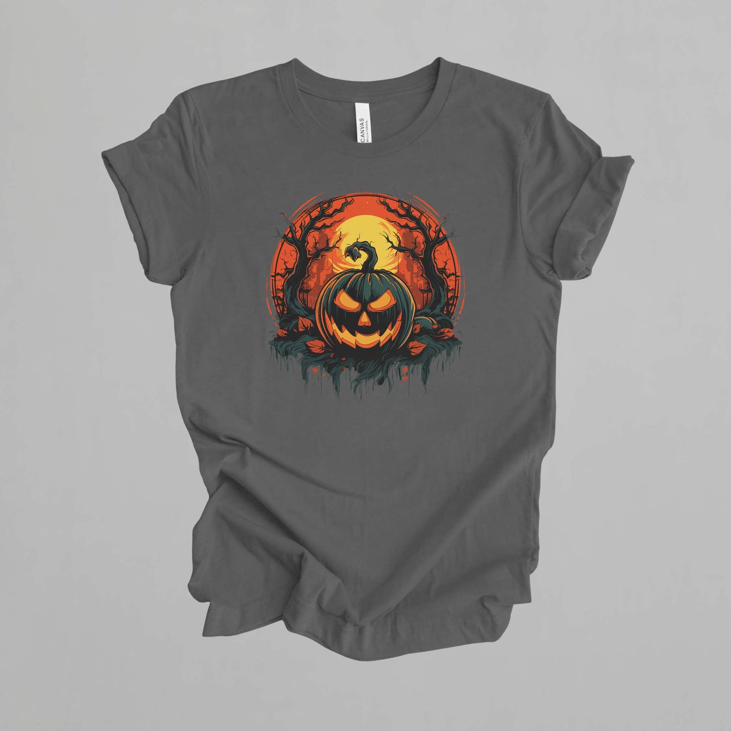 T-shirt for Halloween. Spooky Pumpkin design.