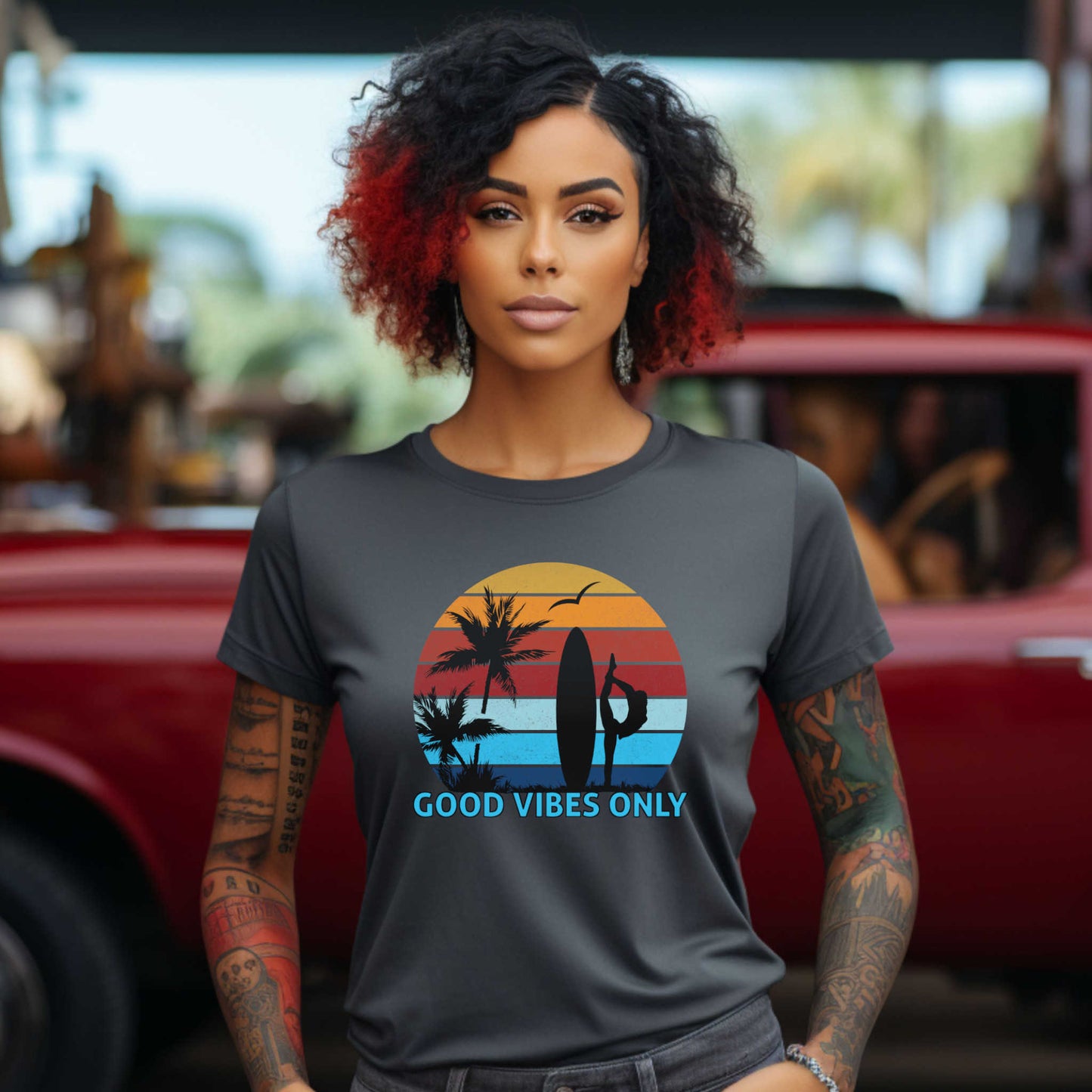 Good Vibes Only T-shirt for Women, Summer Vacation Outdoor Tee.