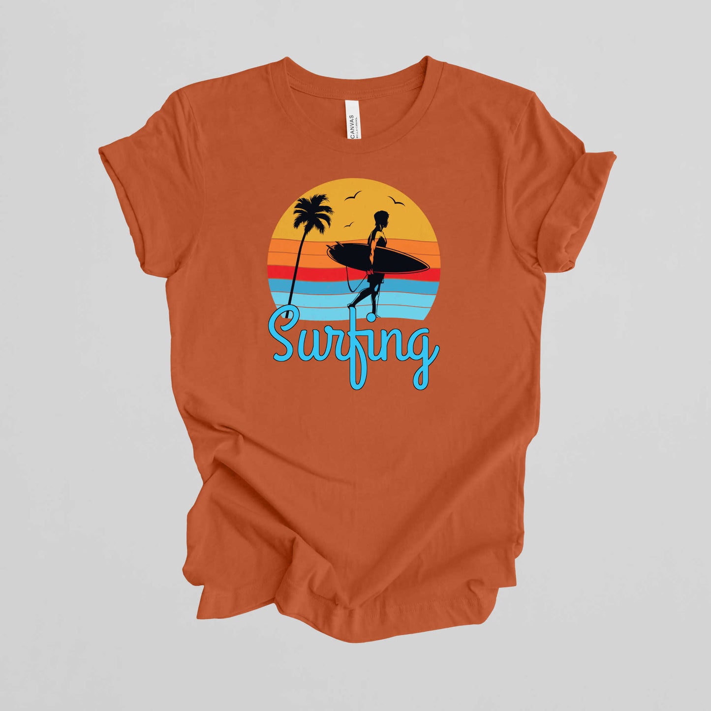 Surfing T-Shirt for Men, Cool Beach Summer Vacation Tee.