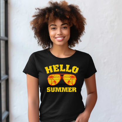 Hello Summer T-shirt, Fun Summer Vacation Tee, Perfect Outdoor Wear, Ideal Summer Gift. Vinyl.