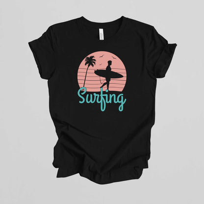 Surfing T-Shirt for Men, Cool Beach Summer Vacation Tee.