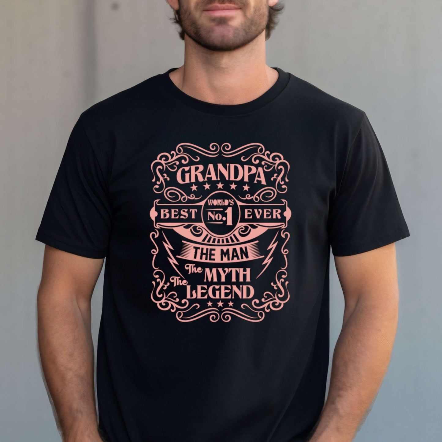 T-shirt for Men. Grandpa, Best World No. 1 Ever, The Man, The Myth, The Legend.