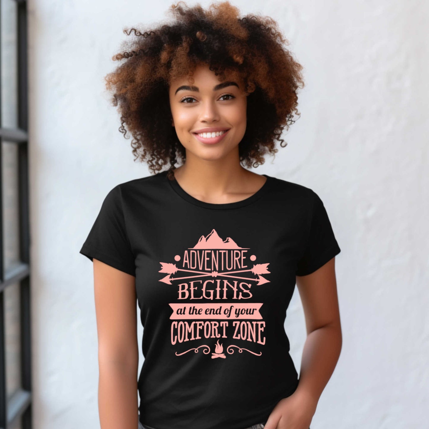 Adventures Camping T-shirt. Adventure Begins at the end of your Confort Zone.