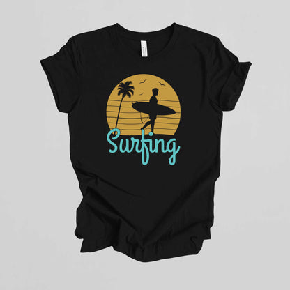 Surfing T-Shirt for Men, Cool Beach Summer Vacation Tee.