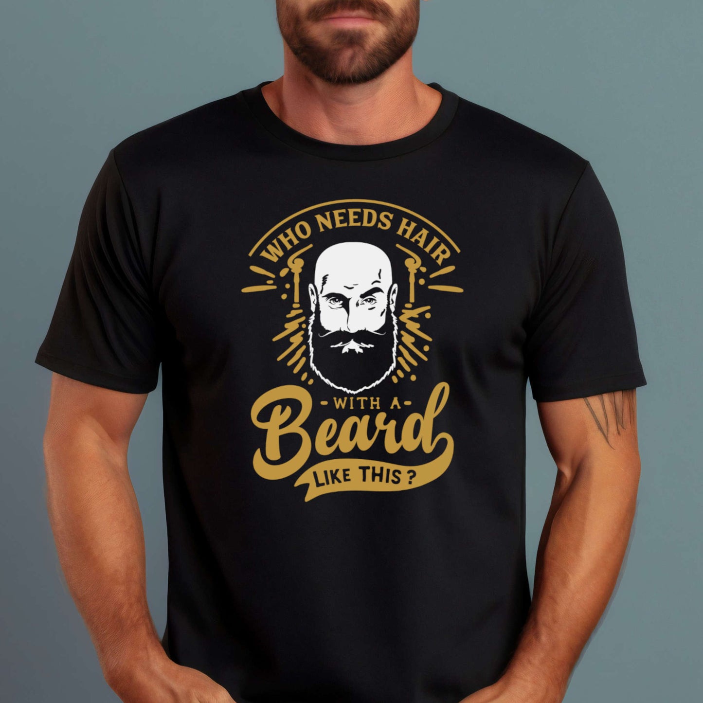 T-shirt for Men. Who Needs Hair with a Beard Like This.