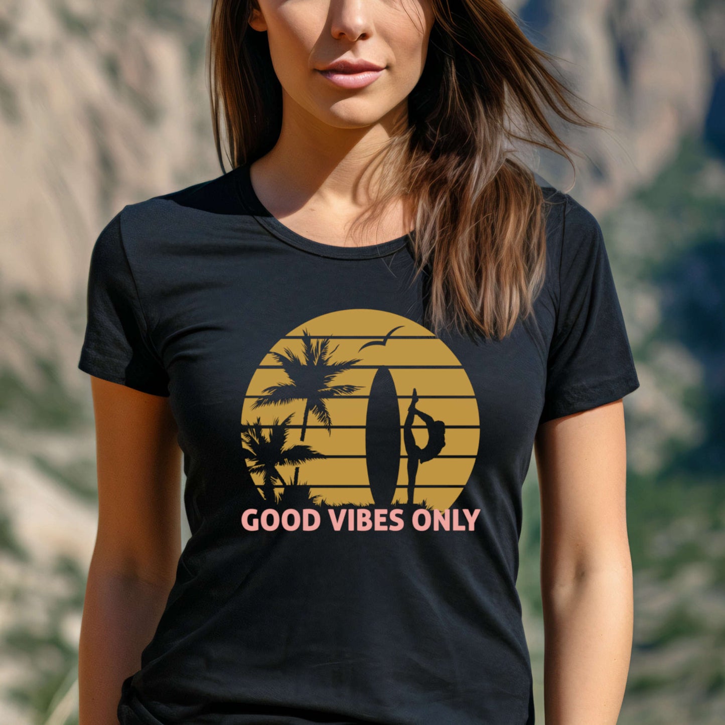 Good Vibes Only T-shirt for Women, Summer Vacation Outdoor Tee.