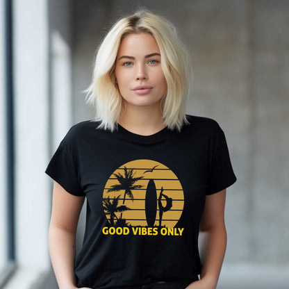 Good Vibes Only T-shirt for Women, Summer Vacation Outdoor Tee.