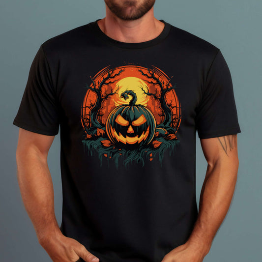 T-shirt for Halloween. Spooky Pumpkin design.