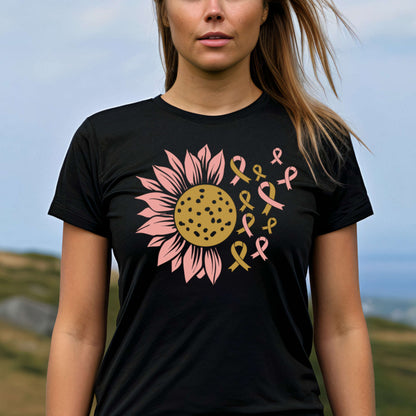 T-shirt with Sunflower. Cancer Awareness.