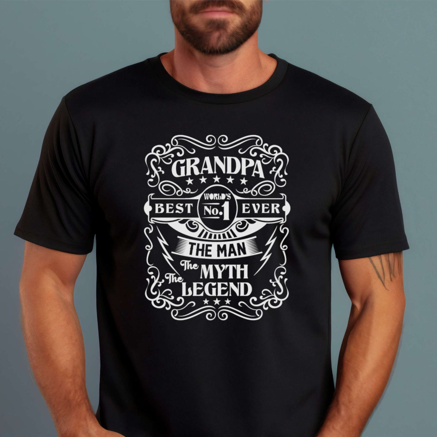 T-shirt for Men. Grandpa, Best World No. 1 Ever, The Man, The Myth, The Legend.