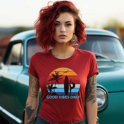 Good Vibes Only T-shirt for Women, Summer Vacation Outdoor Tee.