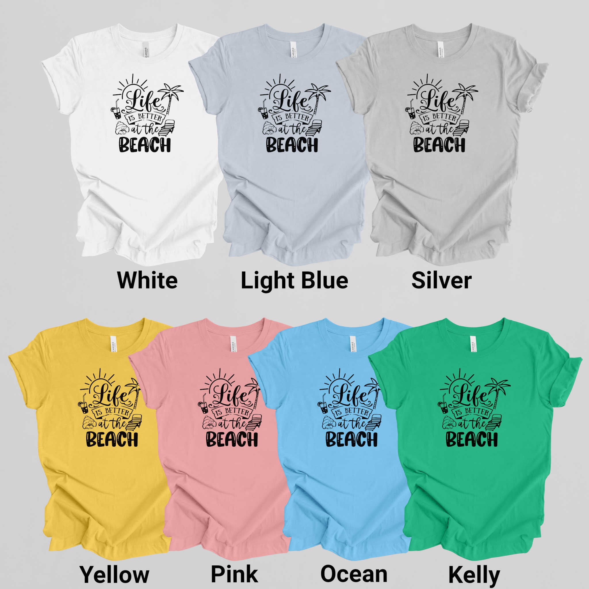 Vacation T Shirt Life Is Better at The Beach. Light Blue Xs