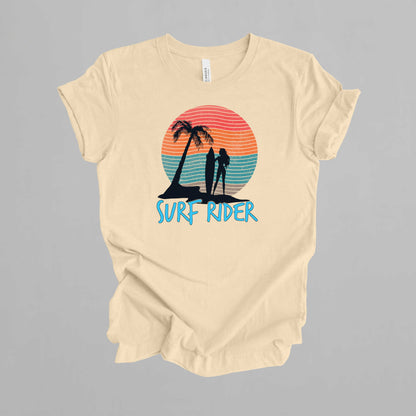 Surf Rider T-Shirt, Summer Beach Vacation Tee.