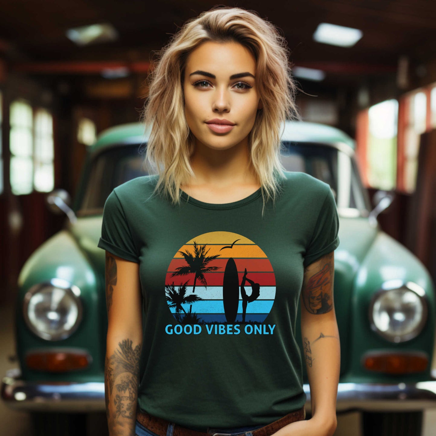 Good Vibes Only T-shirt for Women, Summer Vacation Outdoor Tee.