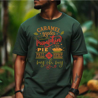 T-shirt for Autumn. Caramel Apples Pumpkin Pie.