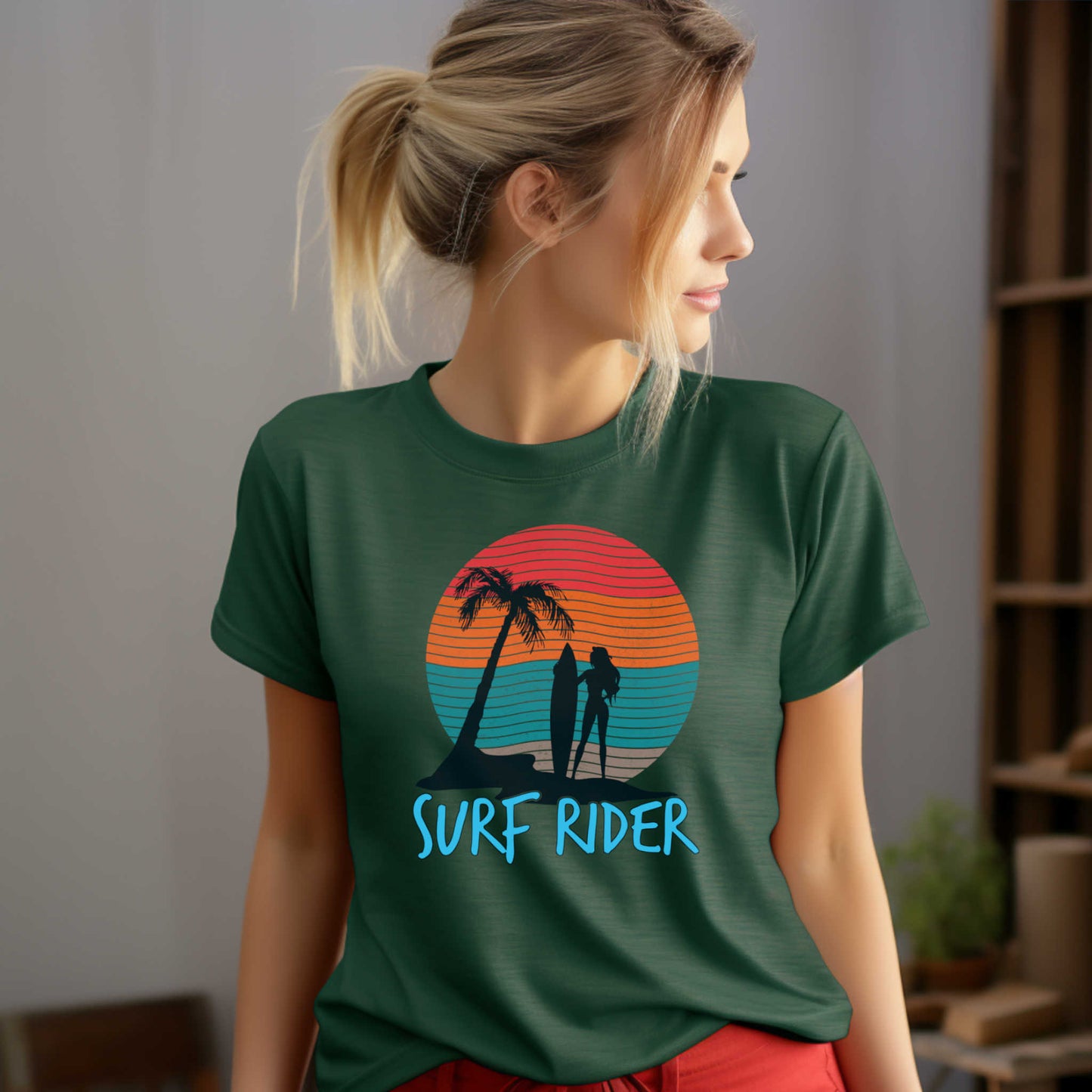 Surf Rider T-Shirt, Summer Beach Vacation Tee.