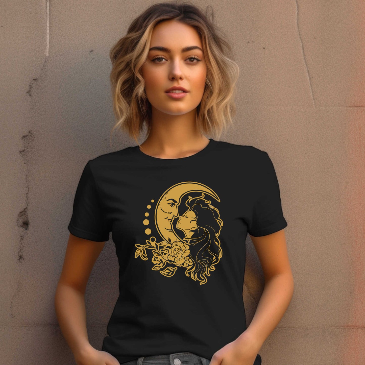 Moon Girl T-shirt Print #2, Artistic Celestial Girl Tee.