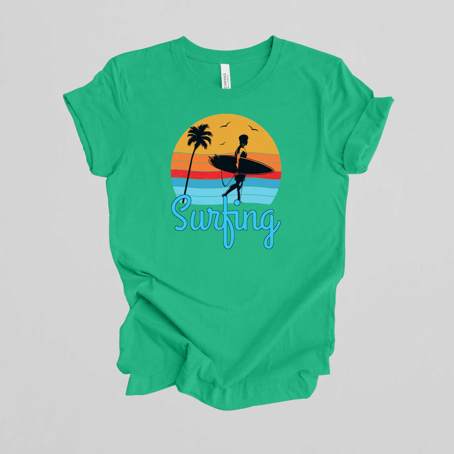 Surfing T-Shirt for Men, Cool Beach Summer Vacation Tee.