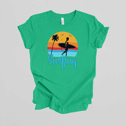 Surfing T-Shirt for Men, Cool Beach Summer Vacation Tee.