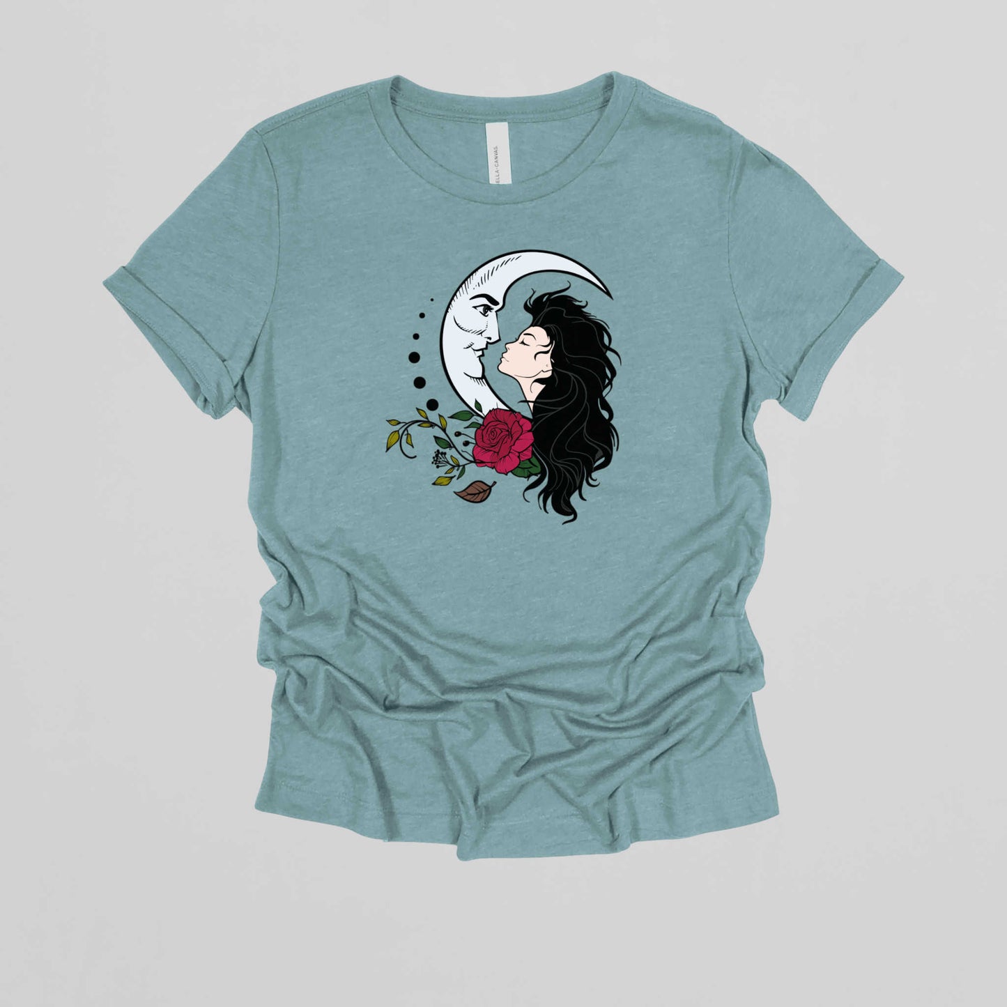 Moon Girl T-shirt Print #2, Artistic Celestial Girl Tee.