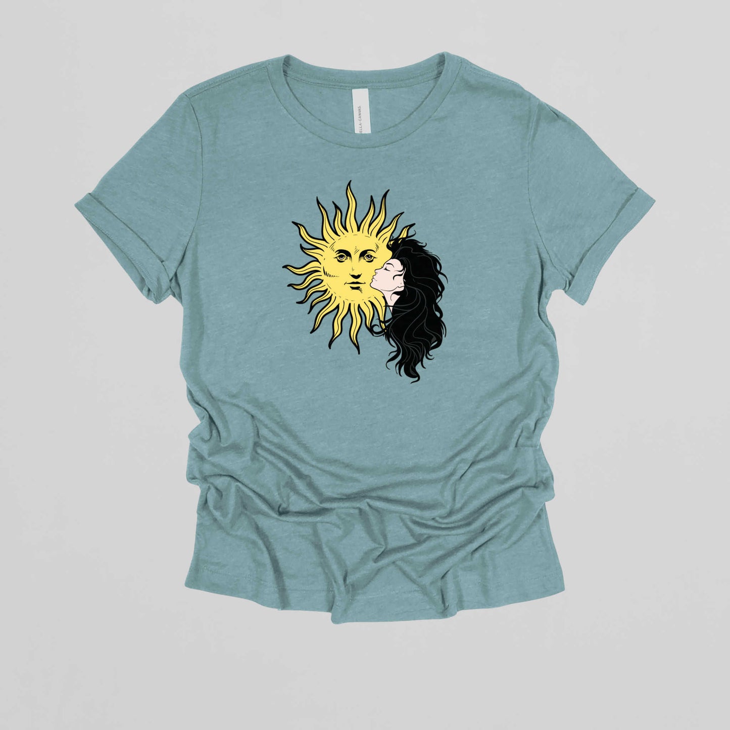 Girl and Sun Graphic Tee for Women, Trendy Casual Wear, Ideal Gift for Her on Any Occasion.