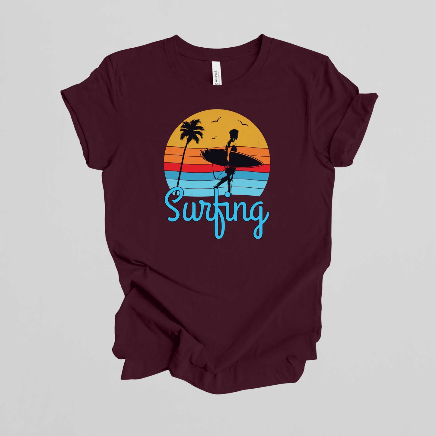 Surfing T-Shirt for Men, Cool Beach Summer Vacation Tee.