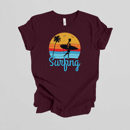 Surfing T-Shirt for Men, Cool Beach Summer Vacation Tee.