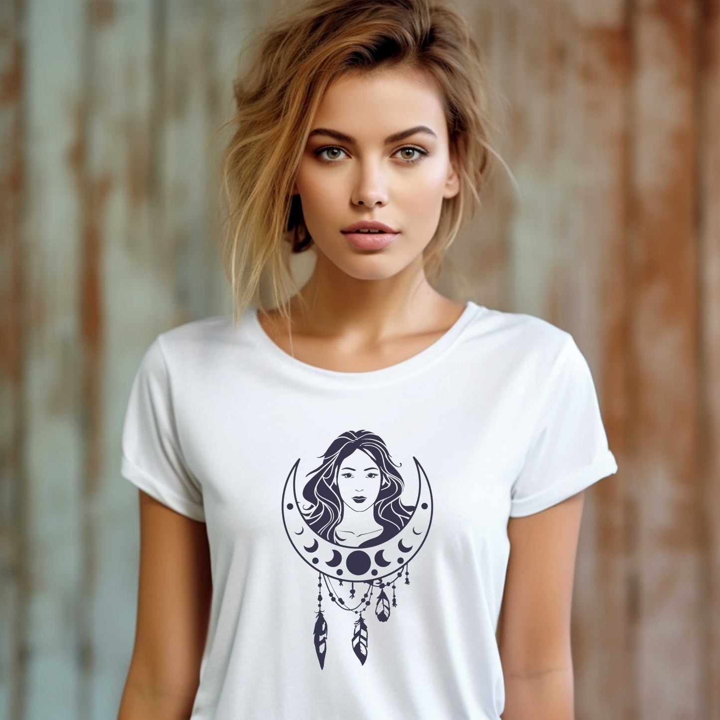 Moon Girl #1 T-shirt Print, Artistic Celestial Girl Tee.