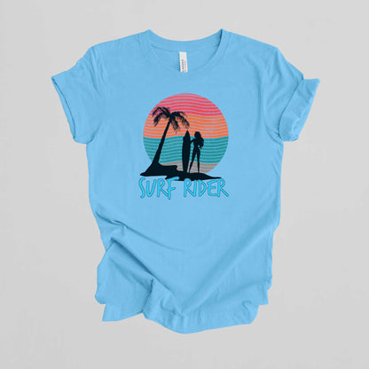 Surf Rider T-Shirt, Summer Beach Vacation Tee.