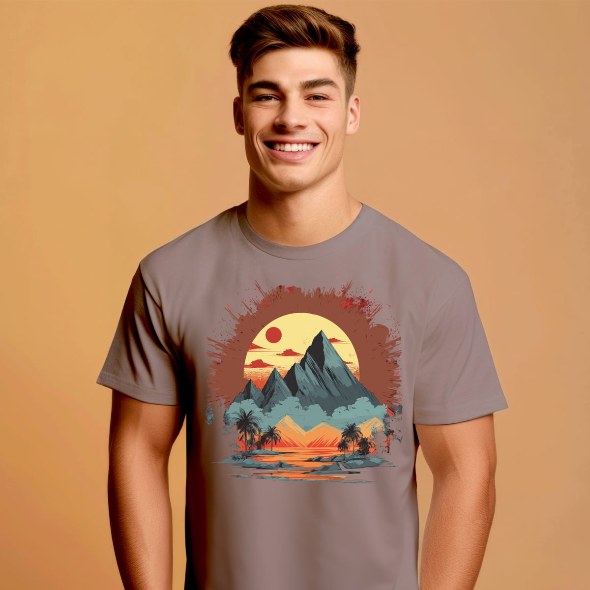 Vintage Mountain Sunset Graphic T-Shirt