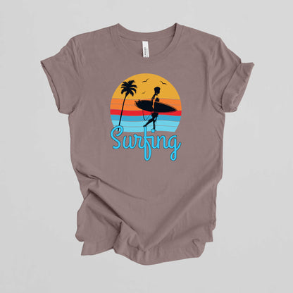 Surfing T-Shirt for Men, Cool Beach Summer Vacation Tee.