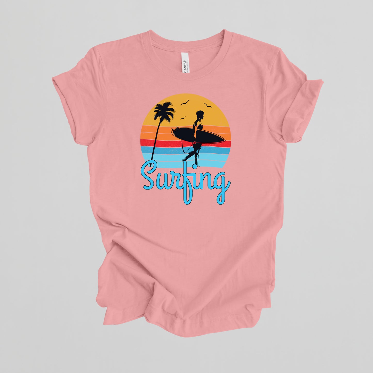 Surfing T-Shirt for Men, Cool Beach Summer Vacation Tee.