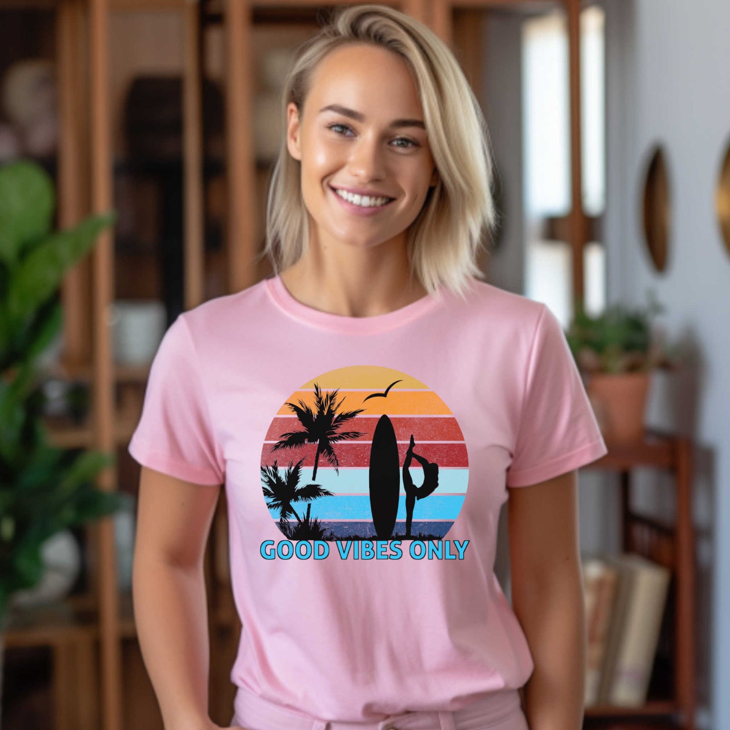 Good Vibes Only T-shirt for Women, Summer Vacation Outdoor Tee.