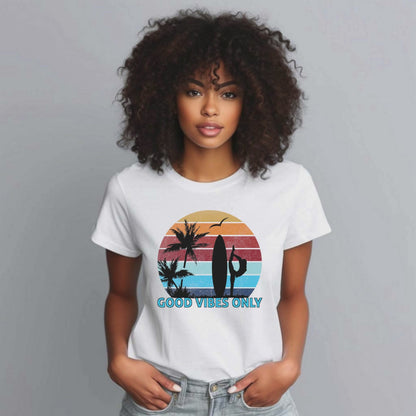 Good Vibes Only T-shirt for Women, Summer Vacation Outdoor Tee.