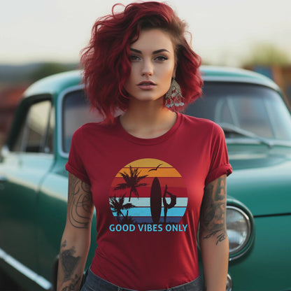 Good Vibes Only T-shirt for Women, Summer Vacation Outdoor Tee.