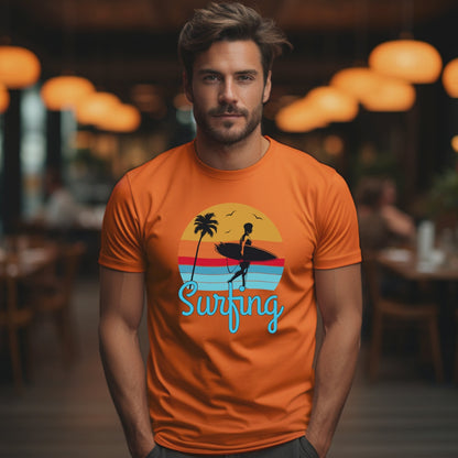 Surfing T-Shirt for Men, Cool Beach Summer Vacation Tee.