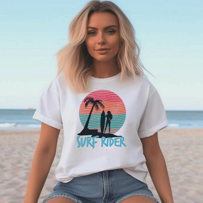 Surf Rider T-Shirt, Summer Beach Vacation Tee.