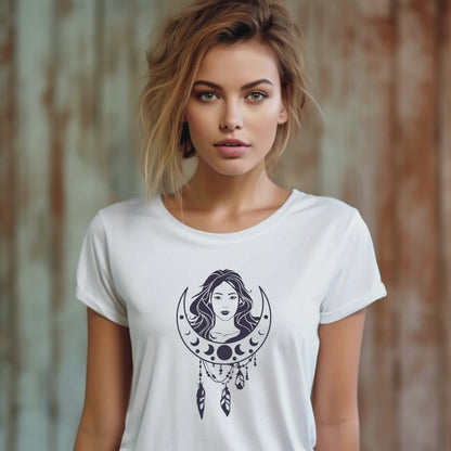 Moon Girl #1 T-shirt Print, Artistic Celestial Girl Tee.