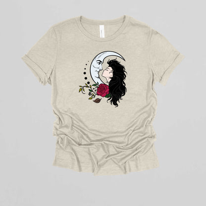 Moon Girl T-shirt Print #2, Artistic Celestial Girl Tee.