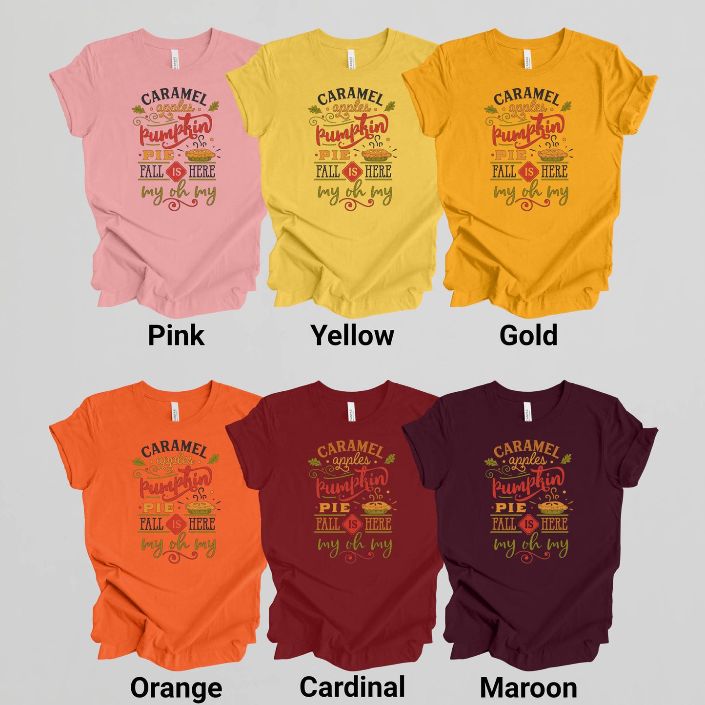 T-shirt for Autumn. Caramel Apples Pumpkin Pie.