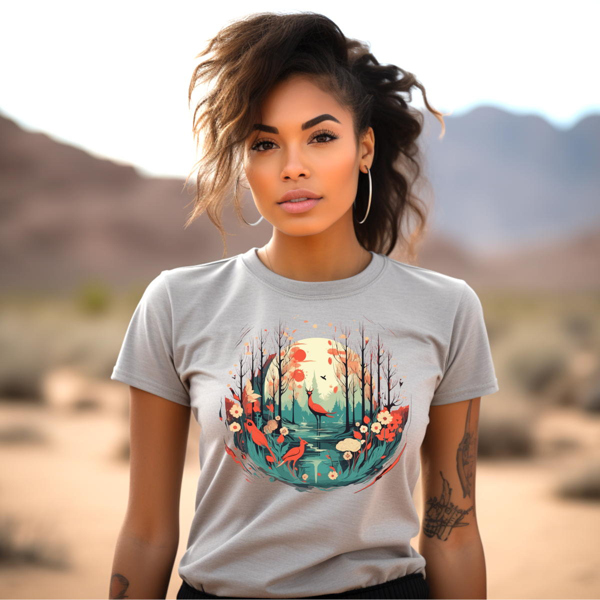 Whimsical Forest Birds Graphic T-Shirt