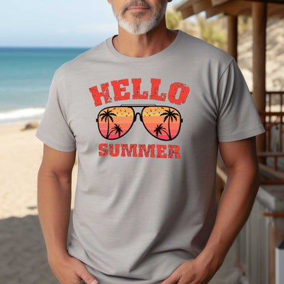 Hello Summer T-shirt, Fun Summer Vacation Tee, Perfect Outdoor Wear, Ideal Summer Gift