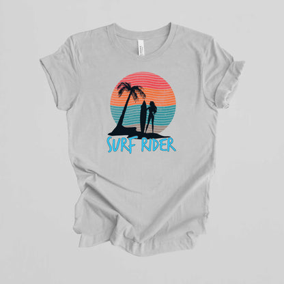 Surf Rider T-Shirt, Summer Beach Vacation Tee.