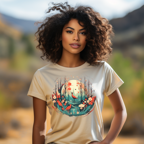 Whimsical Forest Birds Graphic T-Shirt