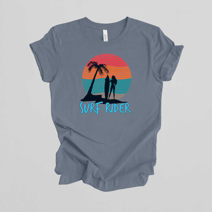 Surf Rider T-Shirt, Summer Beach Vacation Tee.