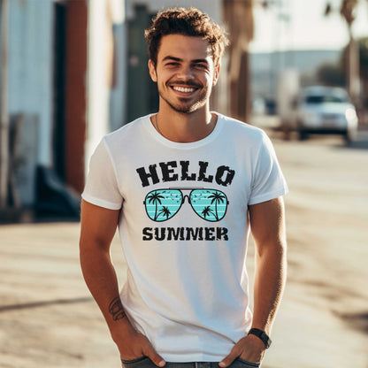 Hello Summer T-shirt, Fun Summer Vacation Tee, Perfect Outdoor Wear, Ideal Summer Gift. Vinyl.