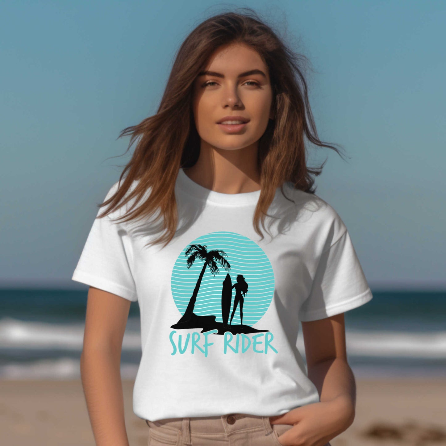 Surf Rider T-Shirt, Summer Beach Vacation Tee.