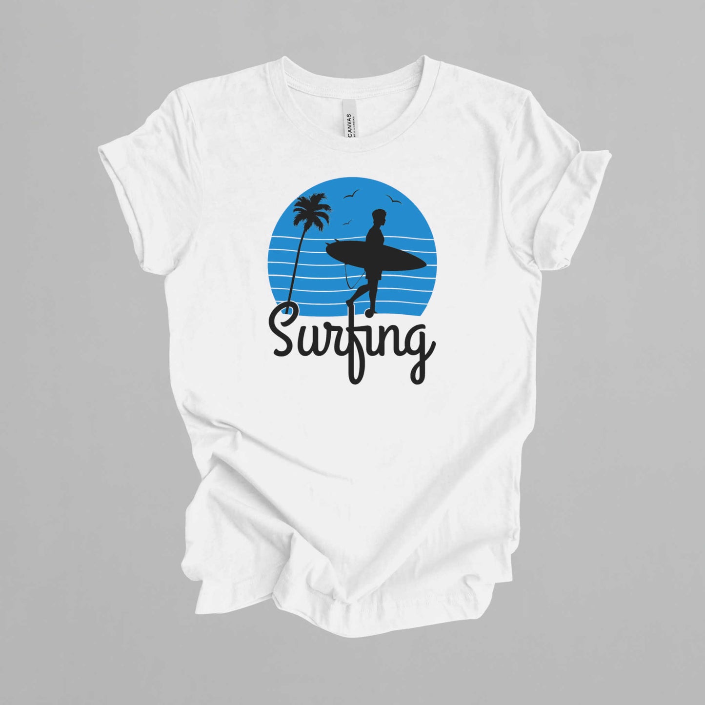 Surfing T-Shirt for Men, Cool Beach Summer Vacation Tee.